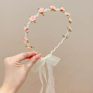 Bandeau pour Cheveux Enfant, Couronne Princesse Fleurie Perles Anciennes, Guirlande Bébé, Accessoire Coiffure Doux pour Fille - Product Image 6