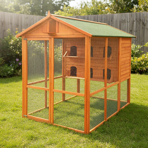 SDB008 Jaula para Pájaros de Madera de Abeto de Alta Calidad, Moderna y Lujosa, para Jardín o Exterior, con 9 Compartimentos para Loros, Diseño de Red, Ecológica - Product Image 1