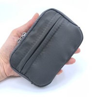 Porte-monnaie en toile à multiples poches, double fermeture éclair, mini portefeuille unisexe, porte-cartes, pochette de rangement pour clés et écouteurs, logo personnalisé