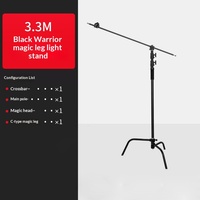 Support de lampe en forme de C à 3 sections en métal noir de 40 pouces, 3,3 m, pour la photographie de films et de télévision, support robuste