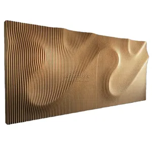 Mestieri della parete di progettazione 3d di arte della parete d'attaccatura decorativa di forma dell'arco scolpita di legno solido su ordine di lusso