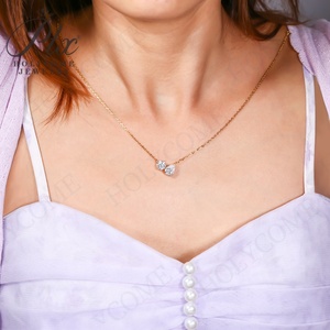Collier pendentif double forme en argent sterling 925 avec Moissanite coupe ronde VVS1 Bijoux Cadeau pour femmes Occasions spéciales - Product Image 4