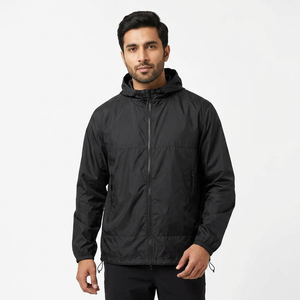 Customized Logo Outdoor Clothing Nylon <b>Black</b> Waterproof <b>Windbreaker</b> Windproof Jacket for Men - Product Image 1