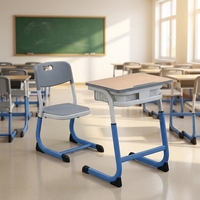 Ensemble bureau et chaise pour élèves, hauteur réglable, unité individuelle, mobilier de classe