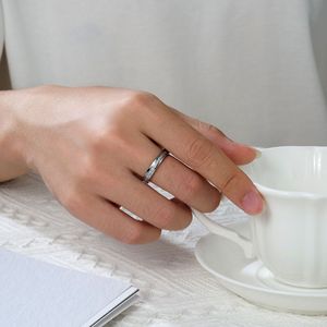 Stainless Steel <b>Ring</b> 4.6mm Wide Frosted Meteorite Pattern Unisex Wedding Band Jewelry - Product Image 2