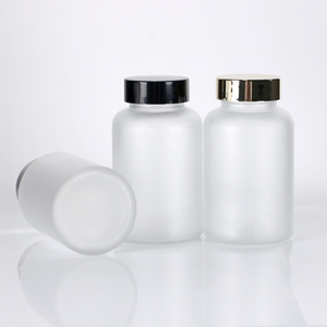 Botella de vidrio esmerilado transparente de 100ml de boca ancha con tapa de plástico Rango de 100cc-150cc para uso de productos de salud Suplemento Almacenamiento de cápsulas - Product Image 4