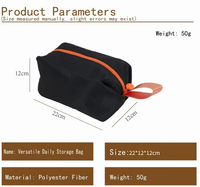 Tas Kosmetik Oxford Tahan Air Awet, Dompet Makeup Portabel, Pouch Dopp Kit Minimalis, Pouch Resleting Poliester dengan Tali Pergelangan Tangan