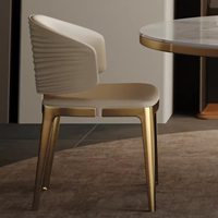 Chaise de salle à manger moderne de luxe léger, dossier en acier inoxydable à motif ondulé, écologique, confortable et durable pour la maison, l'appartement et le centre commercial