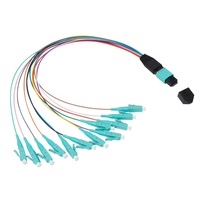 Cordons de raccordement à fibres optiques multimodes de haute qualité 8F 12F MPO à LCUPC OM3 OM4 Aqua 0.3M 0.5M
