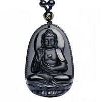 Collier pendentif BINSHUO, vente flash, Feng Shui, obsidienne naturelle sculptée, huit protecteurs du zodiaque, Bouddha Bodhisattva, dieu protecteur, saint