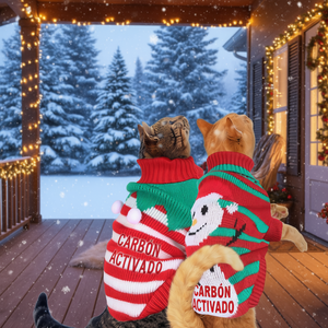 Pull col roulé de Noël pour chiens et chats, motif bonhomme de neige rayé, taille S, M, L, XL, vêtements d'hiver pour animaux de compagnie, tricoté, design mignon - Product Image 2