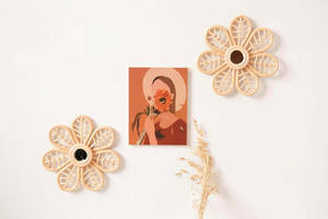 Ensemble de décoration murale en rotin fait à la main en bambou marguerite décoration de pépinière format de corde art mural d'origine vietnamienne - Product Image 4