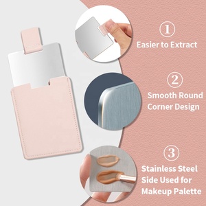 Gương Nhỏ Gọn Khung Pu Du Lịch Siêu Mỏng, Gương Trang Điểm Hình Chữ Nhật Bằng Thép Không Gỉ Gương Cầm Tay Nhỏ Cho Nữ - Product Image 4