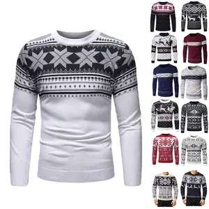 Personnalisé 100% Coton Pull Tricoté Jacquard De Noël Pulls Homme pour L'hiver