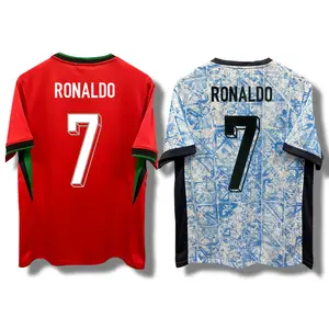 Grosir 2024 Jersey sepak bola Portugal Jersey Euro rumah dengan Ronaldo 7 # sepak bola T Shirt