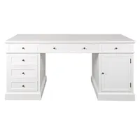 Vente directe d'usine, tables de bureau, grand bureau blanc, bureau blanc classique sur mesure avec rangement