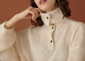 Áo len dệt kim thời trang thường ngày thiết kế màu trơn dáng rộng có khuy cài len mohair dành cho nữ - Product Image 5