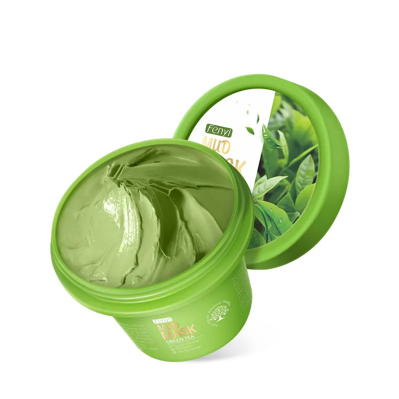 Penjualan terlaris masker lumpur teh hijau Pembersih Wajah organik alami Label pribadi Masker tanah liat wajah perawatan kulit