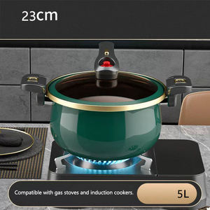 Marmite à soupe, <span class=keywords><strong>faitout</strong></span>, <span class=keywords><strong>cocotte</strong></span>, casserole multifonction en émail avec couvercle en verre, compatible gaz, micro-pression, nouveau style, 5 litres, 7L - Product Image 6