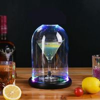 Dôme en verre coloré LED, infuseur en métal et en bois dans un kit de fumeur à cocktails, accessoires de bar pour fumer les boissons, cadeau idéal pour la fête des pères