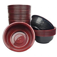 Lot en vrac de bols en plastique jetables écologiques de 32 oz, rouge et noir, récipients micro-ondables pour restaurants, camions de nourriture, fêtes