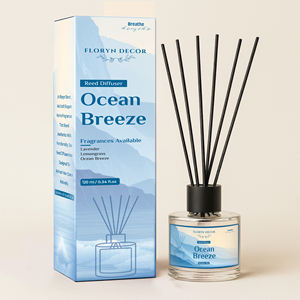 Ocean Breeze Reed Diffuser <b>Gift</b> <b>Set</b> with Premium Fragrance Oil and Black Reed Sticks Elegant Home Fragrance Decor Collection - Product Image 1
