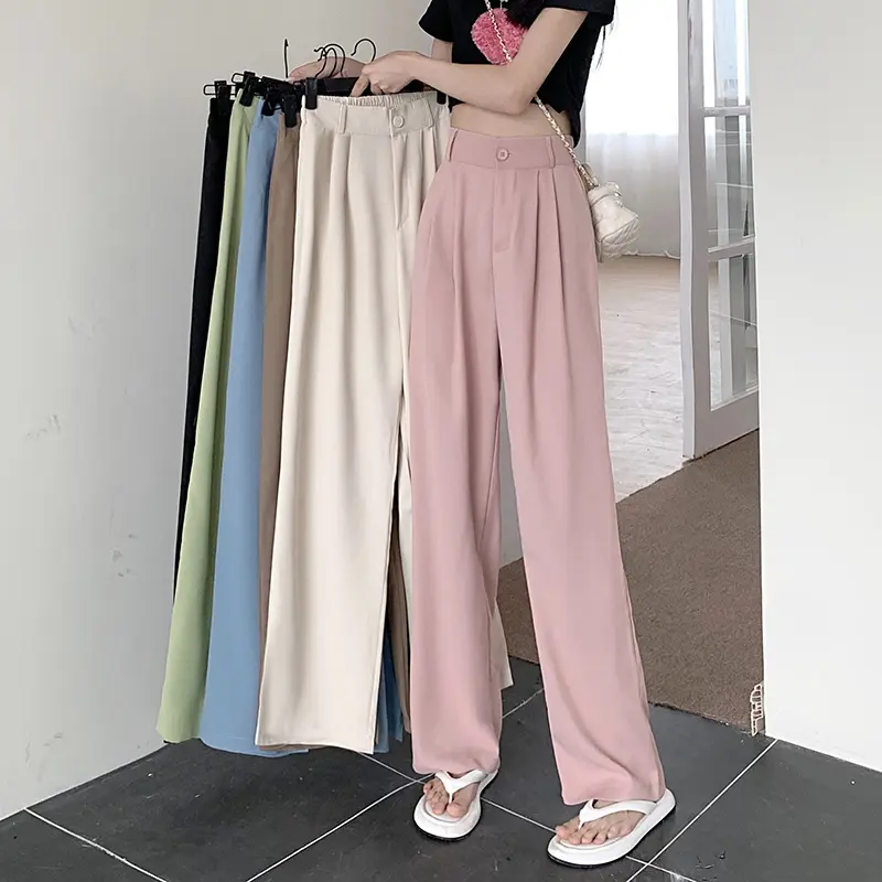 8 colors suit pants for women in spring and summer 2023 women's large size high waist Loose casual trousers for women