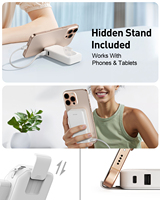 Mini batería externa de moda 2026 con llavero, 10000mAh, carga rápida de 30W, cargador portátil para teléfono con cable y soporte para teléfono