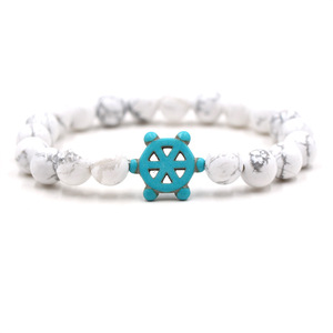 Bracelet à breloques en pierres naturelles œil de tigre, <span class=keywords><strong>pierre</strong></span> <span class=keywords><strong>volcanique</strong></span>, <span class=keywords><strong>pierre</strong></span> paon, amazonite, forme cercle et gouvernail de bateau - Meilleure vente pour le commerce international - Product Image 5