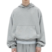 Sweat à capuche personnalisé épais 500 g/m² à épaules tombantes, coupe oversize, haute qualité, vierge, 100 % coton, tissé en maille pour homme