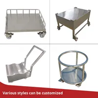 Chariot de manutention logistique HTS-LJ20 Turtle Cart en acier inoxydable 304, petit chariot à plateforme avec protection de seau de transfert, marque HTS personnalisée