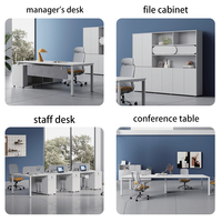 Bureau de direction moderne et simple en MDF blanc, avec structure robuste en acier carbone noir, pour bureau d'entreprise