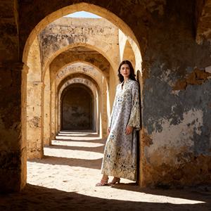 Robe Abaya en Polyester Imprimé de Luxe pour Femmes Musulmanes Élégante et Prête pour les Occasions Spéciales - Product Image 1