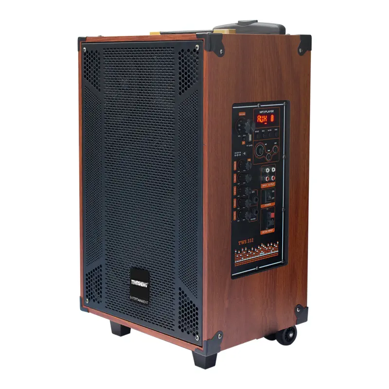 T 8 Inci Speaker Troli Portabel Nirkabel Murah untuk Pesta dengan Fungsi FM/AUX/USB/SD/DVD/PC/MP3 MP4/Ponsel