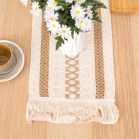 XL-NY moderne lin rayure décoration gland Boho nouvelle ferme noël naturel frange mariage tissé Table à manger chemins