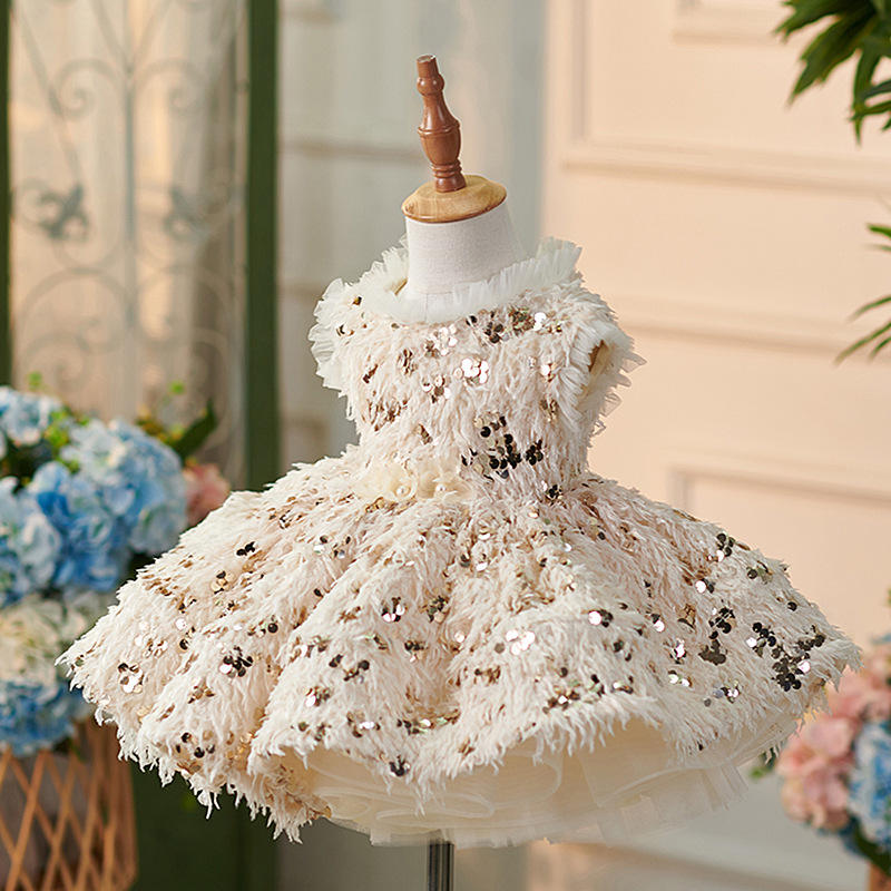 Baby Girl Feather Princess Party Dress Sweet Stylish