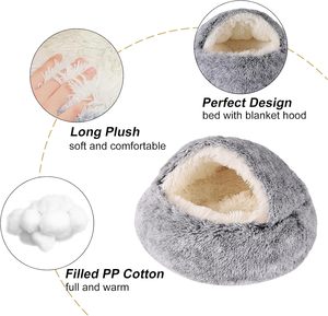Kleines Hunde- und Katzenbett Rundes Donut-Beruhigungsbett Anti-Angst-Höhlenbett mit Zelt für Wärme und Sicherheit - Product Image 4