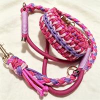 Ensemble collier et laisse pour chien assortis, collier tressé doux avec anneaux métalliques et laisse en corde paracorde pour les promenades en ville et cadeau pour animal de compagnie