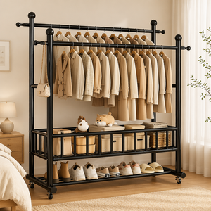 Porte-vêtements multifonction en métal à double barre, épaissi, pour salon et chambre à coucher - Product Image 1