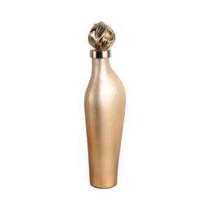 Vaso a forma di bottiglia con decorazione superiore scolpita in metallo dorato, vaso decorativo per fiori per soggiorno, camera da letto, ufficio, tavolo - Product Image 2