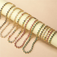 Parure de bijoux Trèfle à quatre feuilles en cuivre plaqué or 18 carats avec zircon, collier et bracelet fleur, style luxe léger