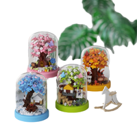 Mini 3D bricolage ensemble de blocs en plastique enfants blocs de construction de construction de table avec quatre saisons décorations de maison d'arbre