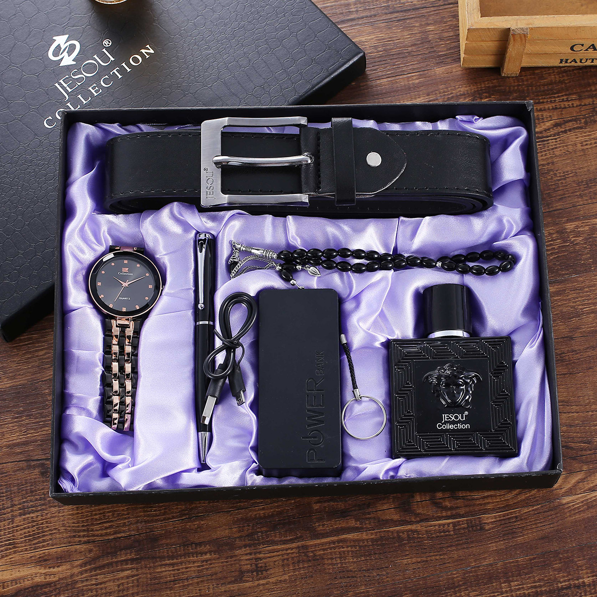 wholesale exquisite quality birthday father gift business gift sunglasses keychain pen wallet belt quartz custom men watch set