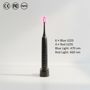 แปรงสีฟันไฟฟ้าโซนิคแสงสีแดงสีน้ำเงิน LED ไวท์เทนนิ่งบำบัดการสั่นสะเทือนความถี่สูงแบบชาร์จ USB-C IPX8 กันน้ำแบบนุ่มนวล - Product Image 2