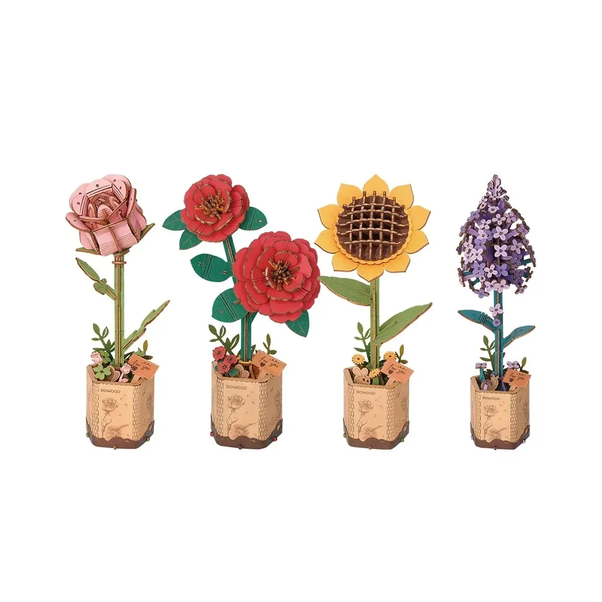Fiori artificiali decorazione per la casa arte artigianale in legno Bouquet di fiori 3D Puzzle di legno