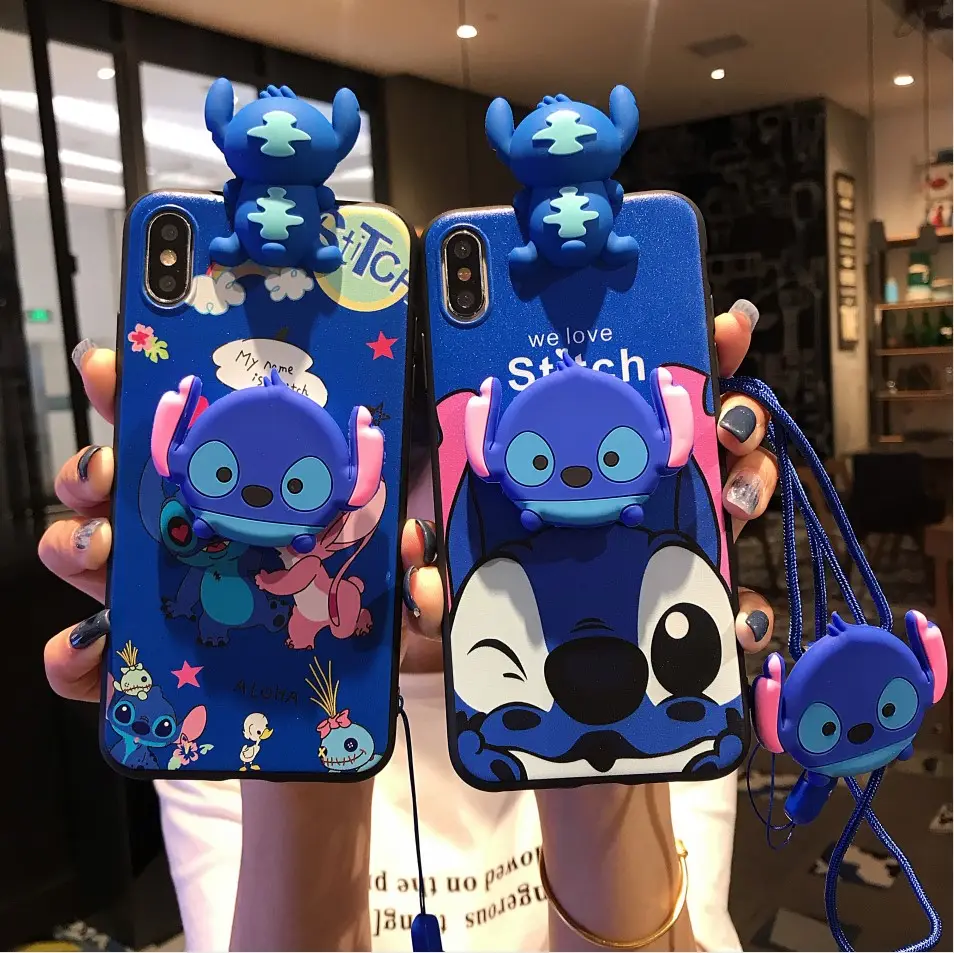 3D Doll Cute Cartoon Cover Halter Riemen Weiche TPU Silikon Handy hülle Für iPhone 12 Pro Max 11 Xs Max Xr Xs 8 7 Plus