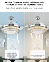 Ventilateur de plafond intelligent rétractable moderne de 42 pouces avec télécommande et lumière LED