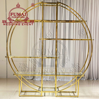 Porte-bouteilles de mariage moderne en acier inoxydable doré avec plateau en verre/MDF et support métallique pour bar