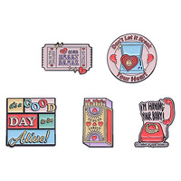 Bijoux inspirés du dessin animé Phone Match Stamp Inspirational English Short Phrase disant émail Épinglettes