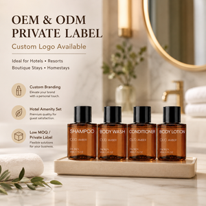 Mini Kit de Voyage 30ml pour Hôtels : Shampoing et Après-Shampoing Marque Blanche, Parfum Oud Ambre, Écologique, OEM ODM - Product Image 6